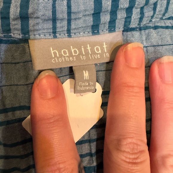 Habitat Blue Striped Textured Button Down Shirt - Picture 2 of 5